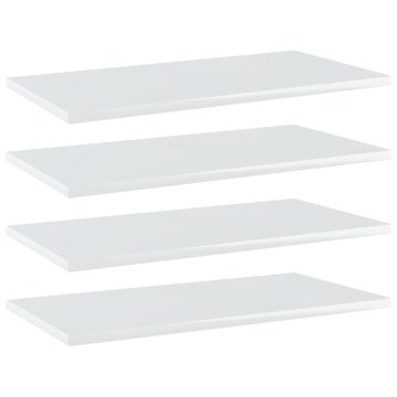Vidaxl Dodatne police za omaro 4 kosi visok sijaj bele 60x30x1,5 cm