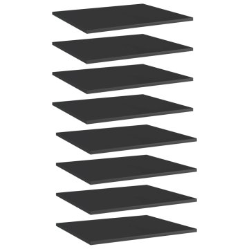 Vidaxl Dodatne police za omaro 8 kosov visok sijaj črne 60x50x1,5 cm