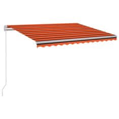 Vidaxl Ročno zložljiva tenda z LED lučmi 350x250 cm oranžna in rjava