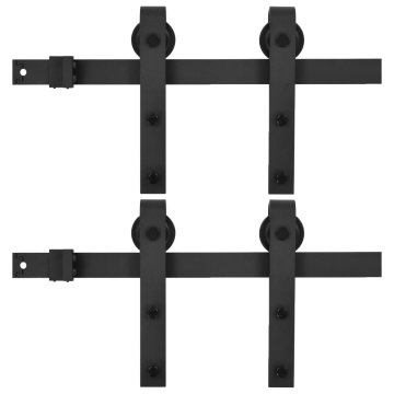 Vidaxl Komplet opreme za drsna vrata 2 kosa 183 cm jeklo črne barve
