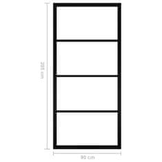 Vidaxl Drsna vrata iz aluminija in ESG stekla 90x205 cm črna