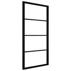 Vidaxl Drsna vrata iz aluminija in ESG stekla 90x205 cm črna