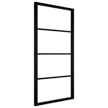 Vidaxl Drsna vrata iz aluminija in ESG stekla 90x205 cm črna