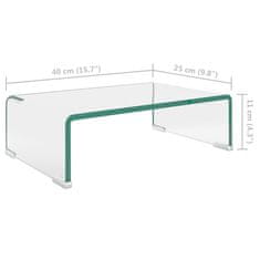 Greatstore Stojalo za TV/Računalniški Zaslon Prosojno Steklo 40x25x11 cm