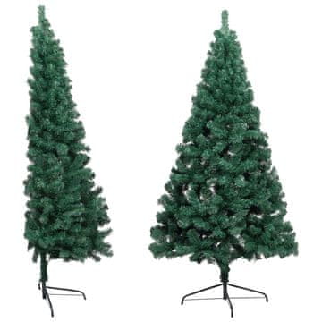 Vidaxl Umetna polovična novoletna jelka s stojalom zelena 180 cm PVC