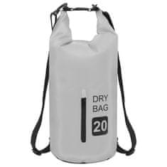 Vidaxl Torba Dry Bag z zadrgo siva 20 L PVC