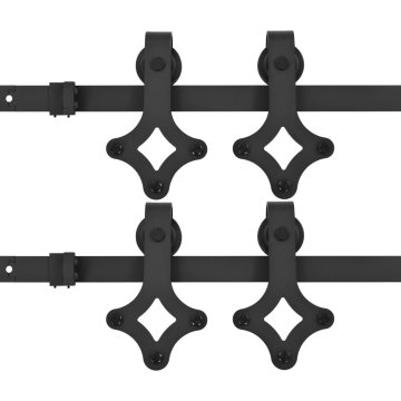 Vidaxl Komplet opreme za drsna vrata 2 kosa 183 cm jeklo črne barve