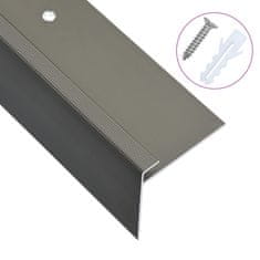 Vidaxl Obrobe za stopnice F-oblike 15 kosov aluminij 90 cm rjave