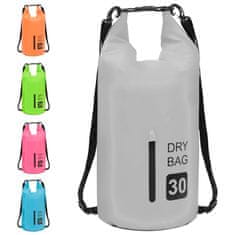 Vidaxl Torba Dry Bag z zadrgo siva 30 L PVC