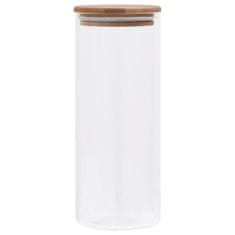 Vidaxl Stekleni kozarci s pokrovi iz bambusa 6 kosov 1000 ml