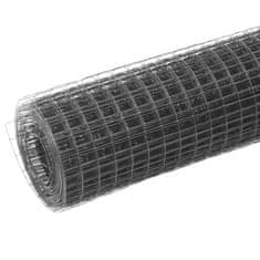 Vidaxl Žična mreža za ograjo jeklo s PVC oblogo 25x1 m siva