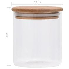 Vidaxl Stekleni kozarci s pokrovi iz bambusa 6 kosov 600 ml