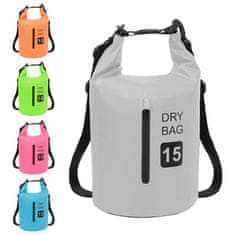 Vidaxl Torba Dry Bag z zadrgo siva 15 L PVC
