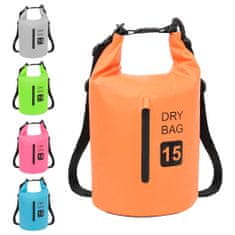 Vidaxl Torba Dry Bag z zadrgo oranžna 15 L PVC