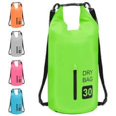 Greatstore Torba Dry Bag z zadrgo zelena 30 L PVC