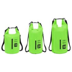 Greatstore Torba Dry Bag z zadrgo zelena 15 L PVC