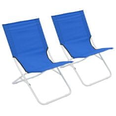 Vidaxl Zložljivi stoli za na plažo 2 kosa modri