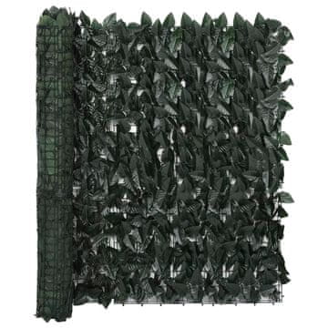 Vidaxl Balkonsko platno s temno zelenim listjem 300x100 cm