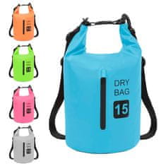 Vidaxl Torba Dry Bag z zadrgo modra 15 L PVC