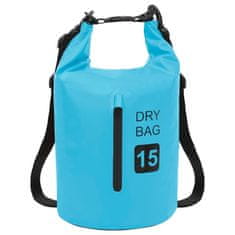 Vidaxl Torba Dry Bag z zadrgo modra 15 L PVC