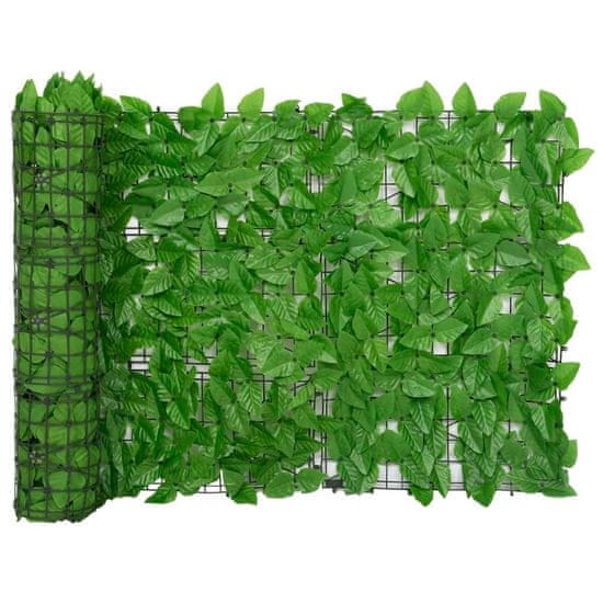 Greatstore Balkonsko platno z zelenim listjem 300x75 cm