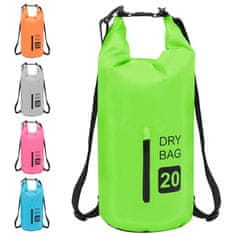 Vidaxl Torba Dry Bag z zadrgo zelena 20 L PVC