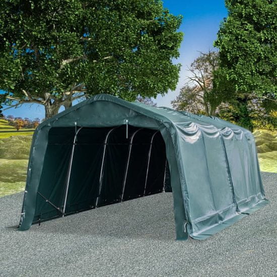 Greatstore Premični šotor za živino 550 g/m2 3,3x8 m PVC temno zelen