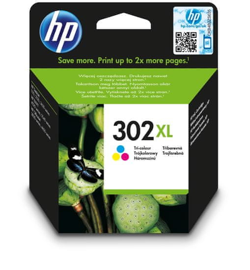 HP kartuša 302XL, instant ink, barvna (F6U67AE)