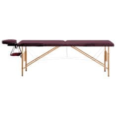 Vidaxl Zložljiva masažna miza 2-conska les vinsko vijolična