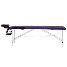 shumee 2-conska zložljiva masažna miza aluminij črna in vijolična