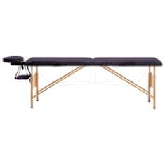 Vidaxl Zložljiva masažna miza 2-conska les vijolična