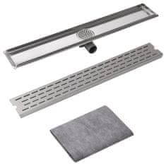 Vidaxl Kanaleta za Tuš Črtice 830x140 mm Nerjaveče Jeklo