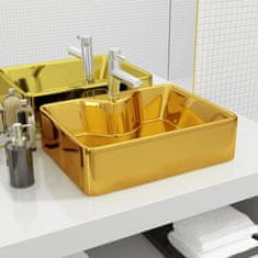 Vidaxl Umivalnik z odprtino za pipo 48x37x13,5 cm keramičen zlat