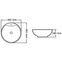 Greatstore Umivalnik z odprtino za odtekanje 46,5x18 cm keramičen bel