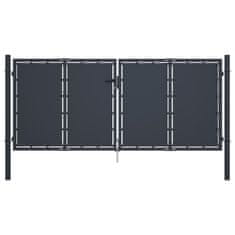 Vidaxl Vrtna vrata iz jekla 300x125 cm antracitna