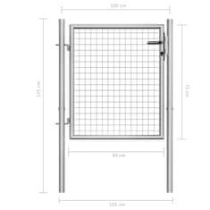 Vidaxl Vrtna vrata pocinkano jeklo 105x125 cm srebrna