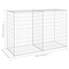 Vidaxl Gabionska stena s pokrovi iz pocinkanega jekla 150x60x100 cm