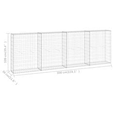 Vidaxl Gabionska stena s pokrovi iz pocinkanega jekla 300x30x100 cm