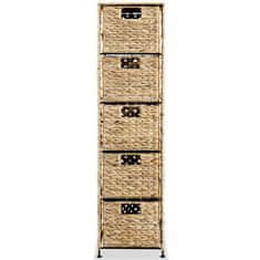 Vidaxl Shranjevalna enota s 5 košarami 25,5x37x100 cm vodna hijacinta