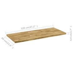 Greatstore Površina za mizo trden hrastov les pravokotna 44 mm 120x60 cm