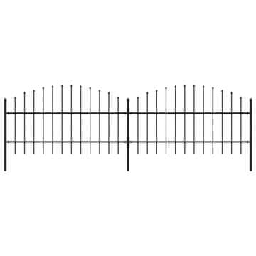 Vidaxl Vrtna ograja s suličastim vrhom jeklo 337x100 cm črna