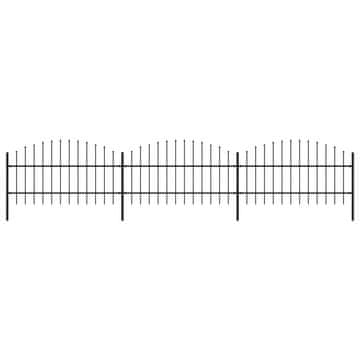 Vidaxl Vrtna ograja s suličastim vrhom jeklo 537x100 cm črna