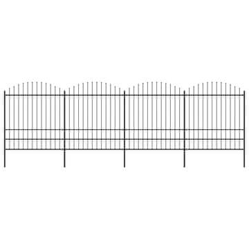 Vidaxl Vrtna ograja s suličastim vrhom jeklo 671 x 200 cm črna