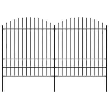 Vidaxl Vrtna ograja s suličastim vrhom jeklo 337x200 cm črna