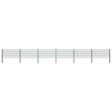 Vidaxl Ograjni panel s stebrički iz železa 1040x80 cm zelen