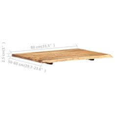 Vidaxl Mizna plošča trden akacijev les 80x(50-60)x2,5 cm