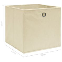 Greatstore Škatle za shranjevanje 4 kosi krem 32x32x32 cm blago