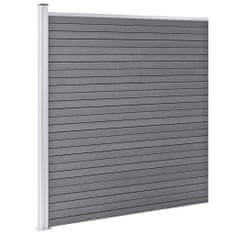 Greatstore WPC ograjni paneli 2 kvadratna + 1 poševni 446x186 cm sivi