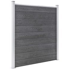 Greatstore WPC ograjni paneli 2 kvadratna + 1 poševni 446x186 cm sivi