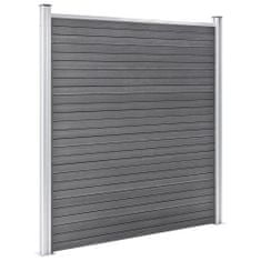 Greatstore WPC ograjni paneli 6 kvadratnih + 1 poševni 1138x186 cm sivi